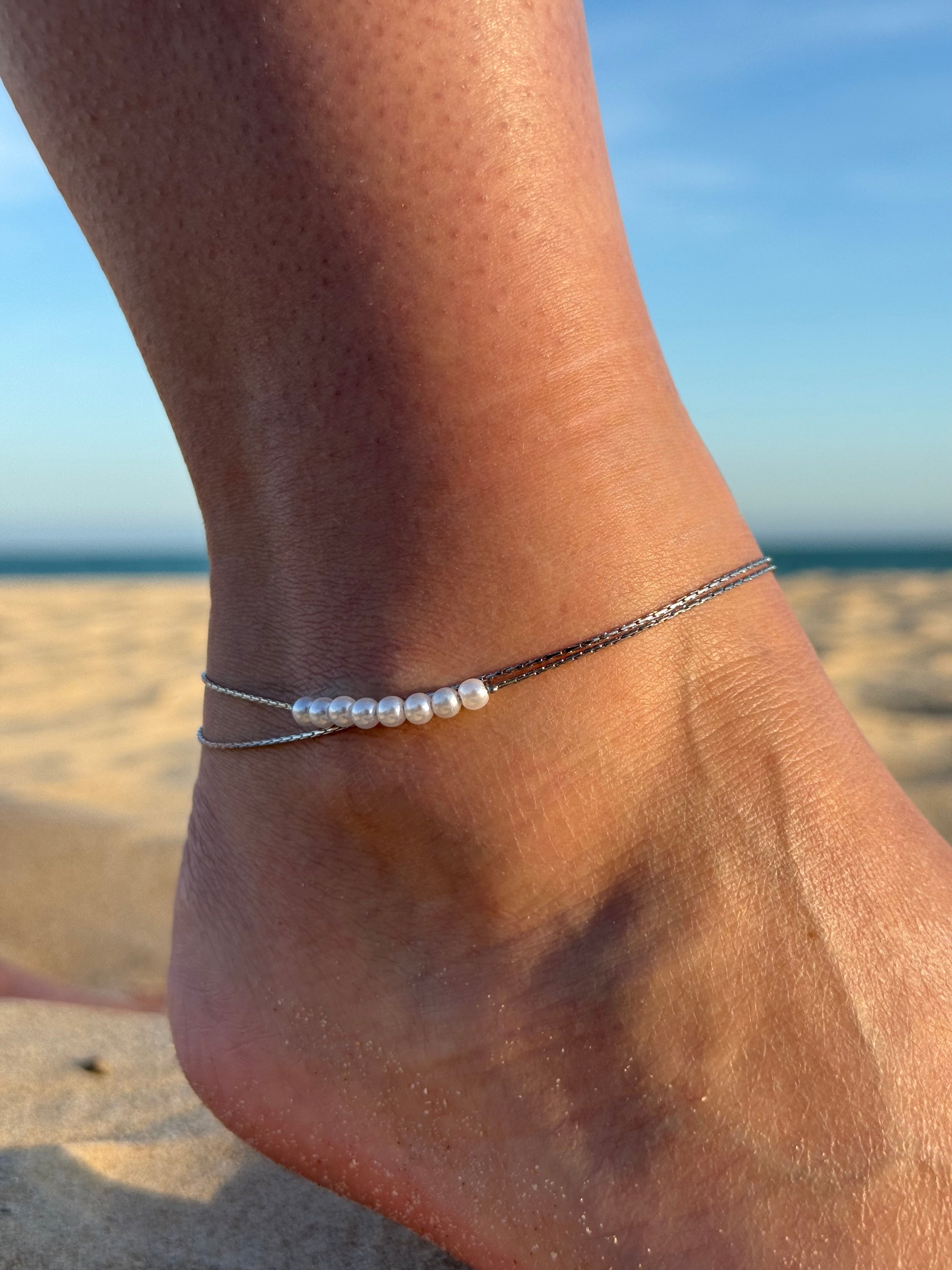 Tobillera Perla Blanca